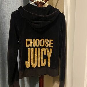 Juicy Couture Vintage Velour Black Zip Up Hooded Jacket Choose Juicy Gold Size M